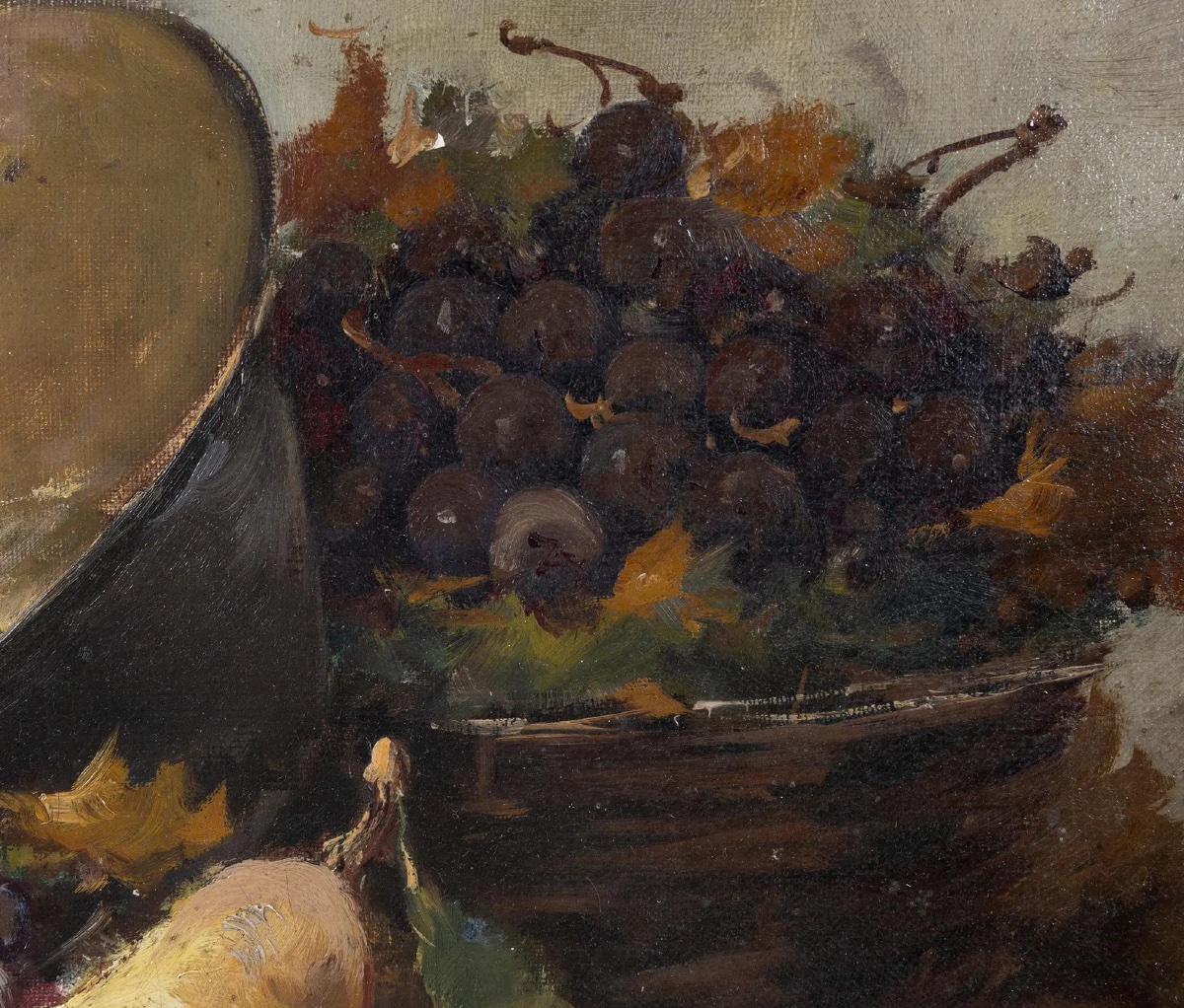 Laurence – Still Life With Grapes And Pears – 19th-century Oil On Canvas-photo-2
