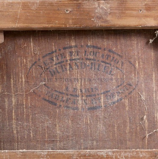 Huile sur toile européenne du XIXe siècle – Mère et enfant à la pie – École française d'Alsace-photo-3