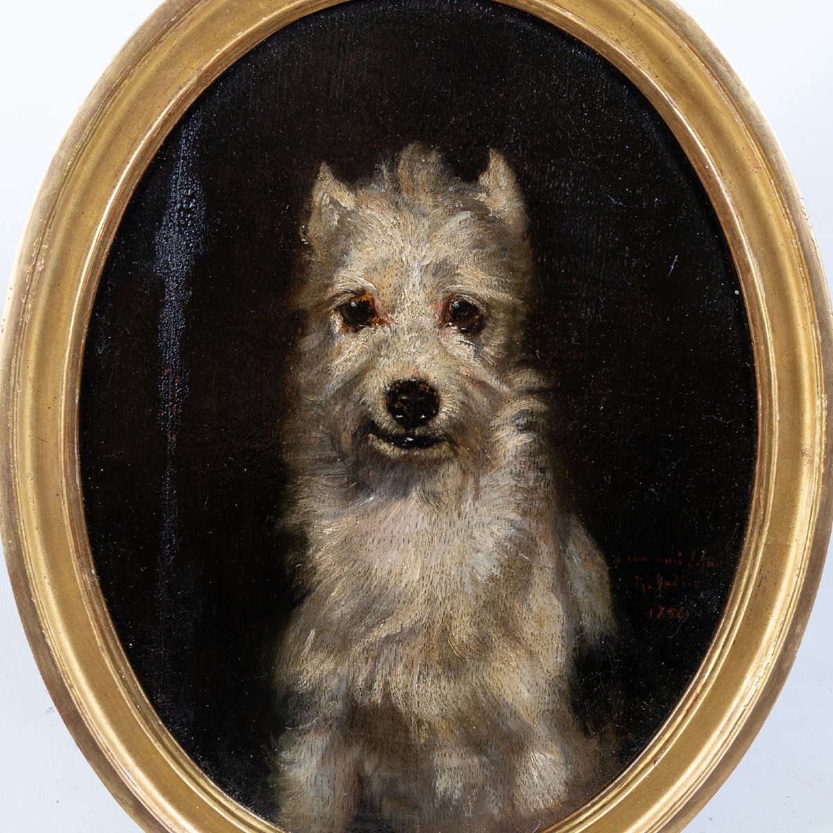 Portrait de Chien (1856) par Louis Godefroy Jadin (1805-1882) – Dédicacé à Hector Lefuel-photo-3