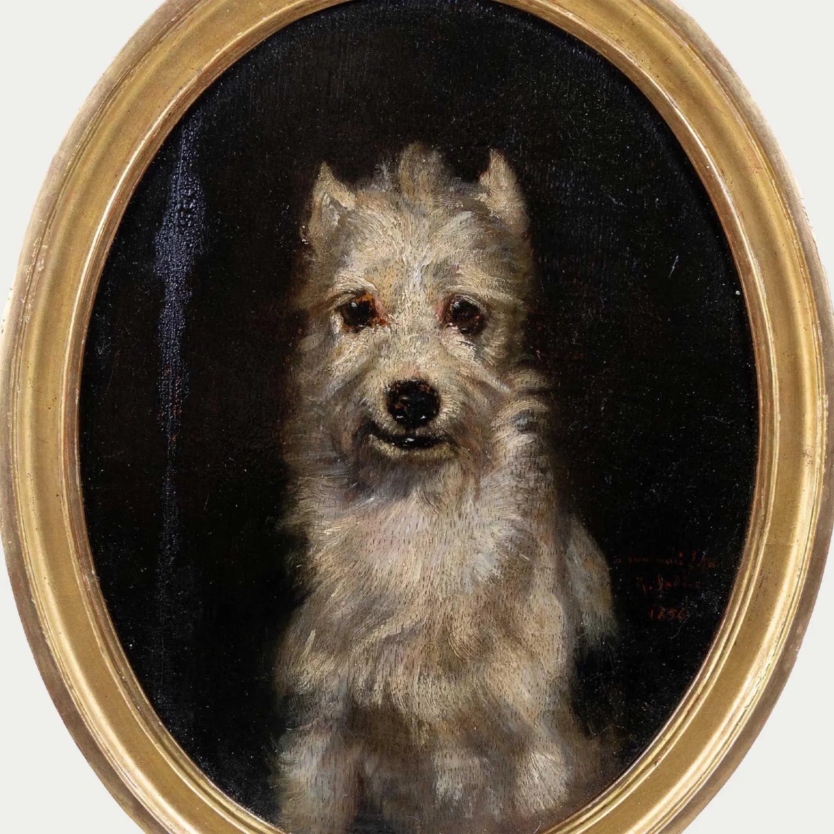 Portrait de Chien (1856) par Louis Godefroy Jadin (1805-1882) – Dédicacé à Hector Lefuel-photo-3