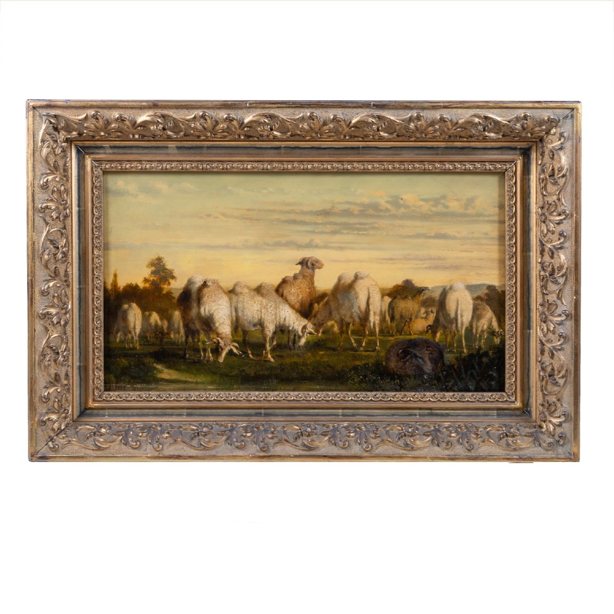 Créatures Exotiques Imaginaires dans un Paysage Pastoral, signé Rabier et daté 1872-photo-2