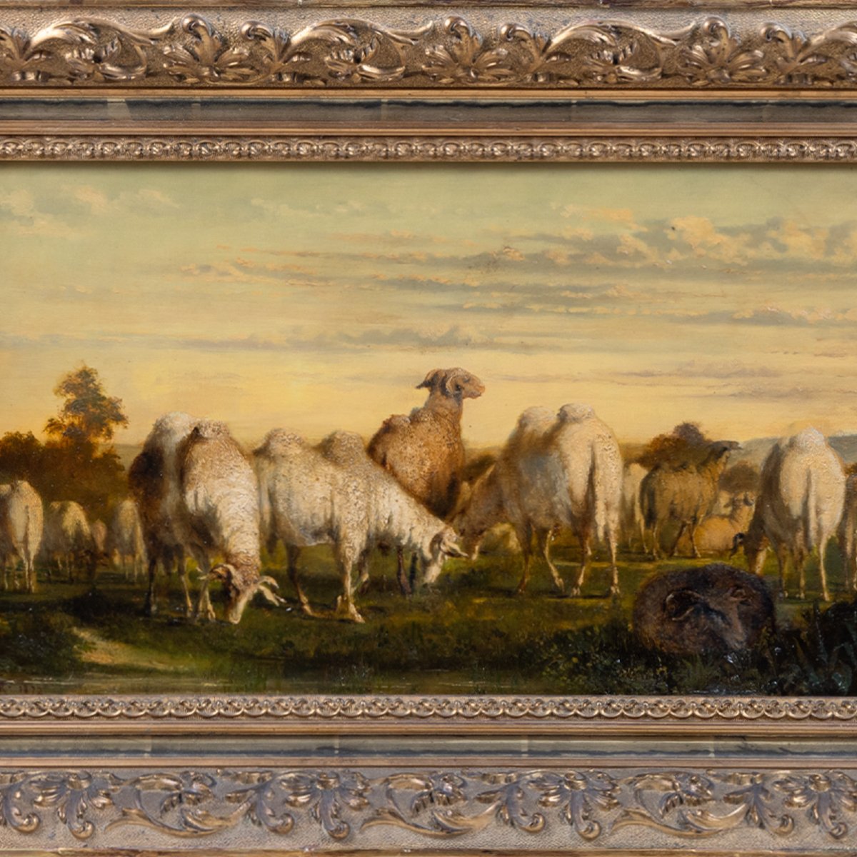 Créatures Exotiques Imaginaires dans un Paysage Pastoral, signé Rabier et daté 1872-photo-3