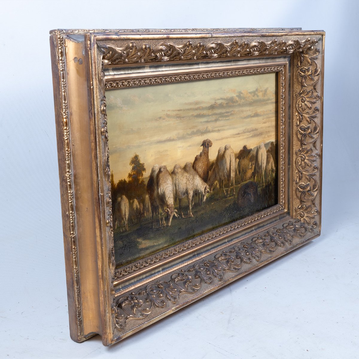 Créatures Exotiques Imaginaires dans un Paysage Pastoral, signé Rabier et daté 1872-photo-4