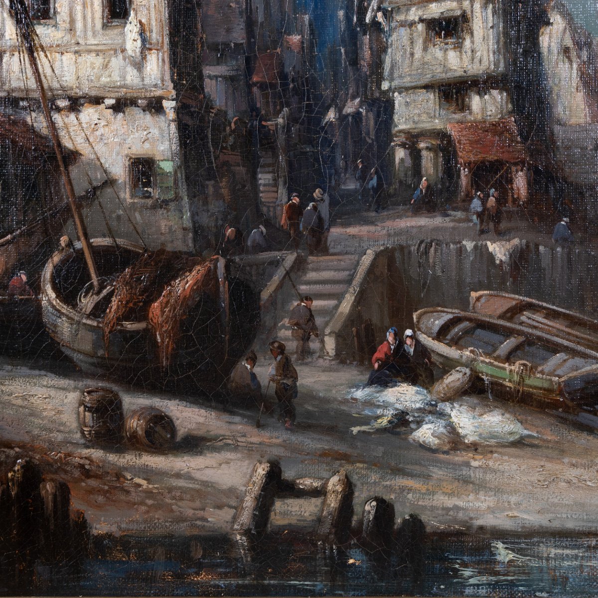 Attributed To Léonard Saurfelt (1823–1899) — Port In Normandy, 19th-century Oil On Canvas-photo-4