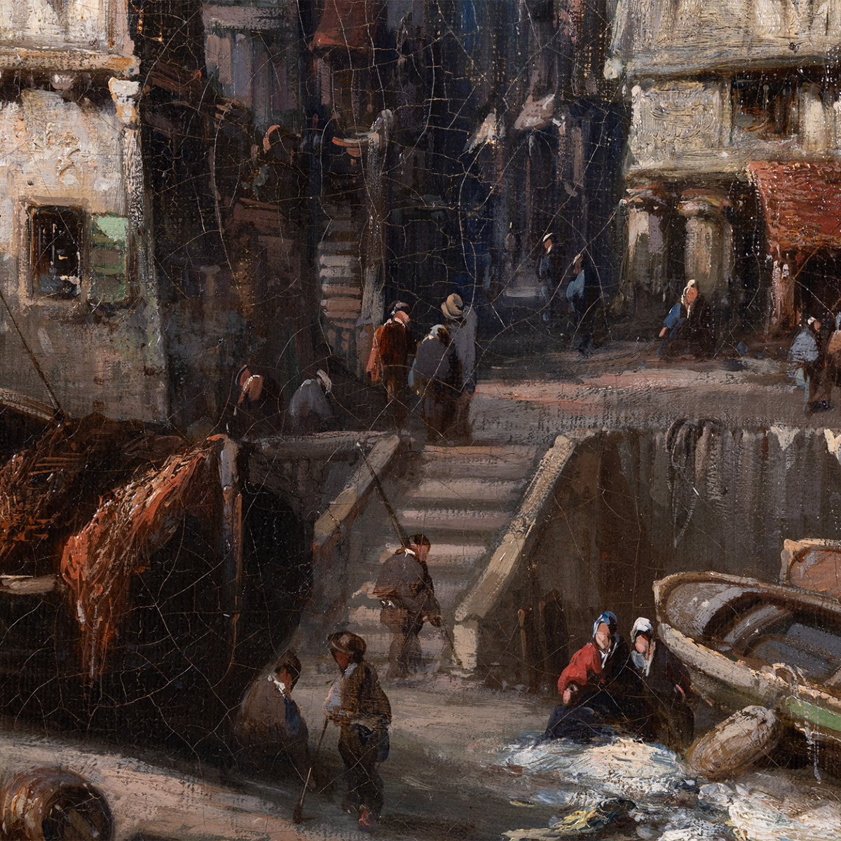 Attributed To Léonard Saurfelt (1823–1899) — Port In Normandy, 19th-century Oil On Canvas-photo-1