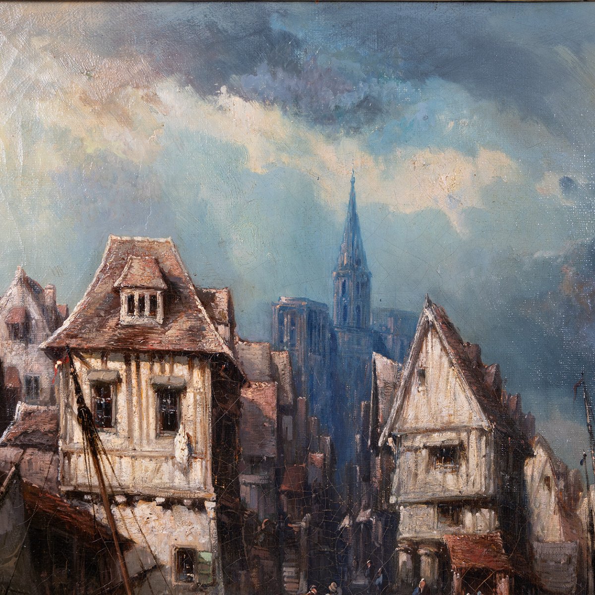 Attributed To Léonard Saurfelt (1823–1899) — Port In Normandy, 19th-century Oil On Canvas-photo-2