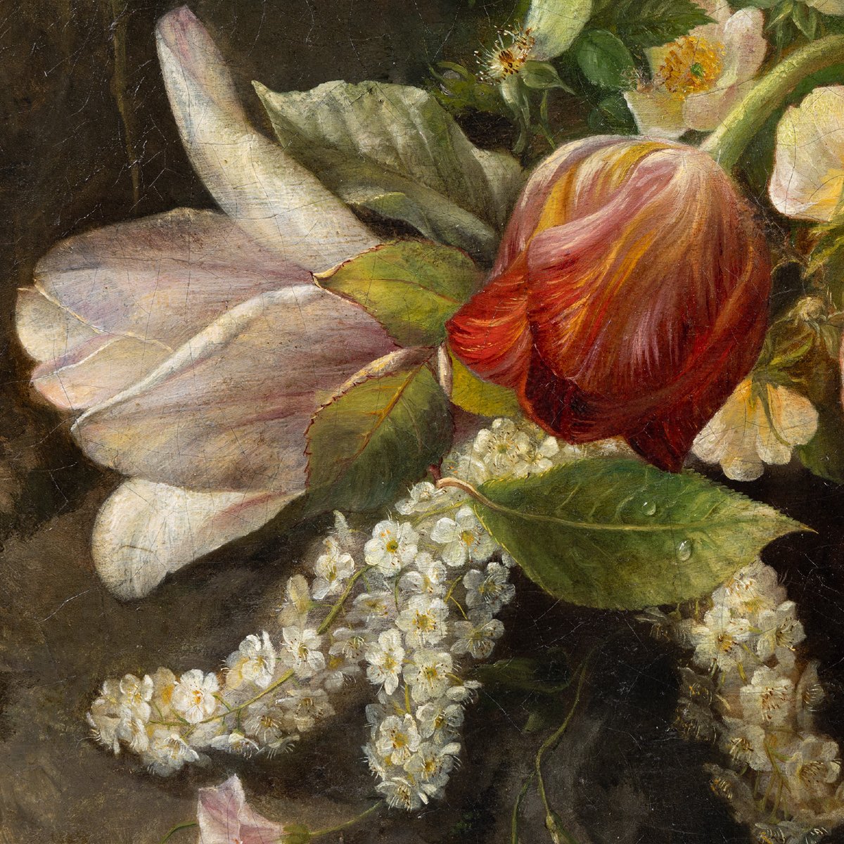Huile sur toile du milieu du XIXe siècle | Nature morte florale de l'École française -photo-4