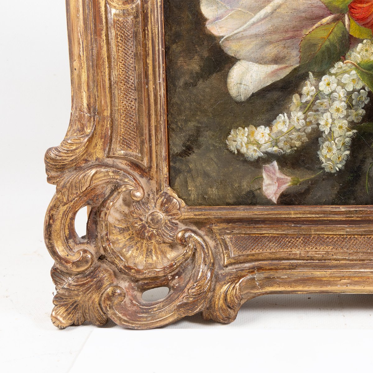 Huile sur toile du milieu du XIXe siècle | Nature morte florale de l'École française -photo-7