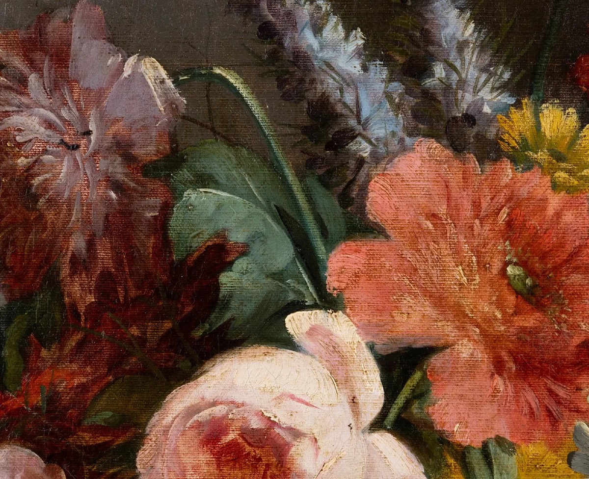 Tableau ancien français du XIXe siècle, huile sur toile, signé Gérard Buysen – Bouquet de fleur-photo-5