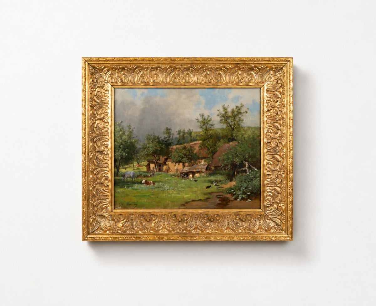 Louis Guillaume Charles Busson (1822–1908) – Old Oil On Canvas, French Pastoral Landscape