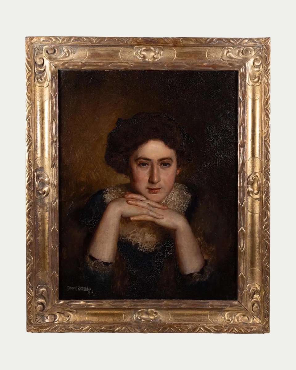 Henri Clément-serveau (1886–1972) – “portrait Of A Lady,” 1910, Art Nouveau Oil On Canvas, If-photo-2