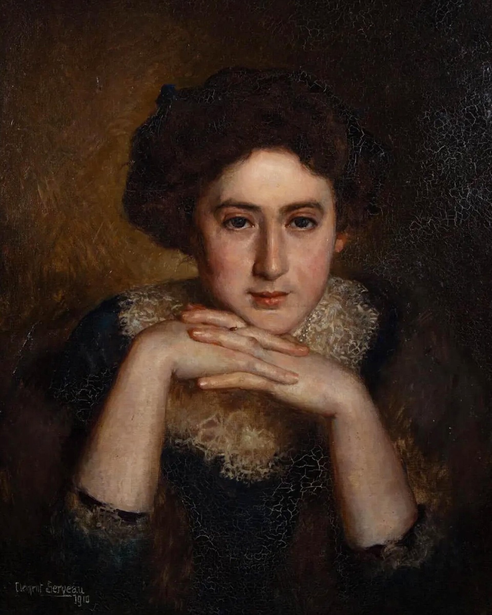Henri Clément-serveau (1886–1972) – “portrait Of A Lady,” 1910, Art Nouveau Oil On Canvas, If-photo-3