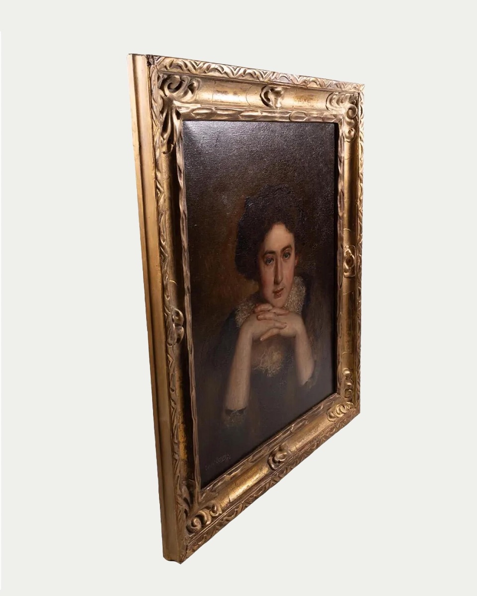 Henri Clément-serveau (1886–1972) – “portrait Of A Lady,” 1910, Art Nouveau Oil On Canvas, If-photo-2