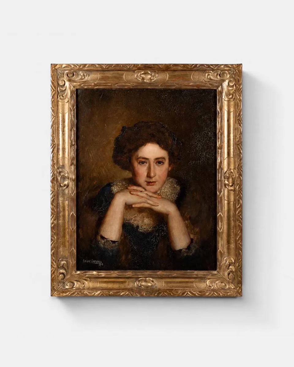 Henri Clément-serveau (1886–1972) – “portrait Of A Lady,” 1910, Art Nouveau Oil On Canvas, If