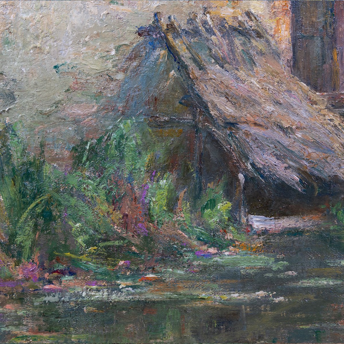 Ernest Gaston Marché (1864–1932) – Grand tableau, huile sur toile, cour de ferme-photo-4