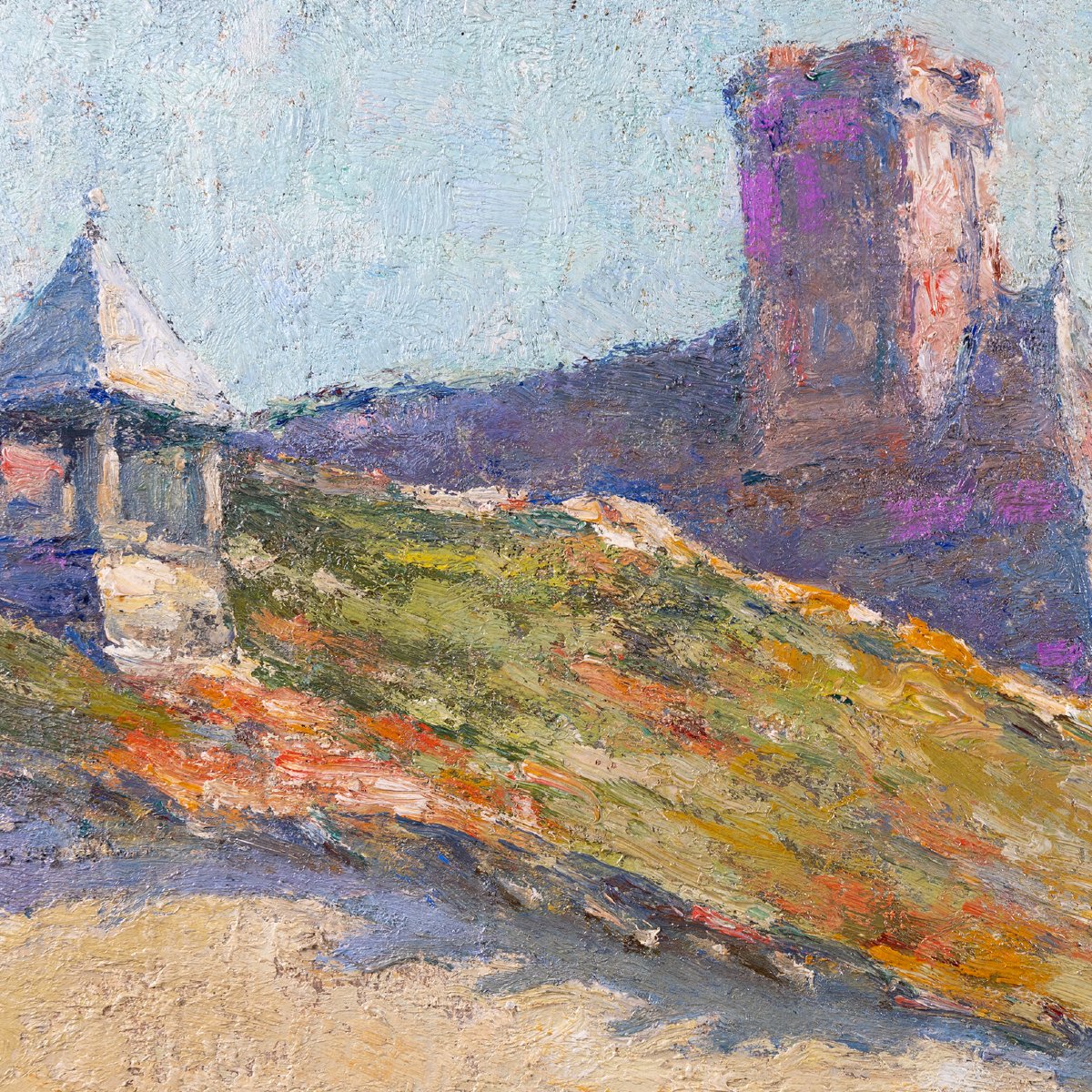 Ernest Gaston Marché (1864–1932) – Grand tableau, huile sur toile, cour de ferme-photo-5