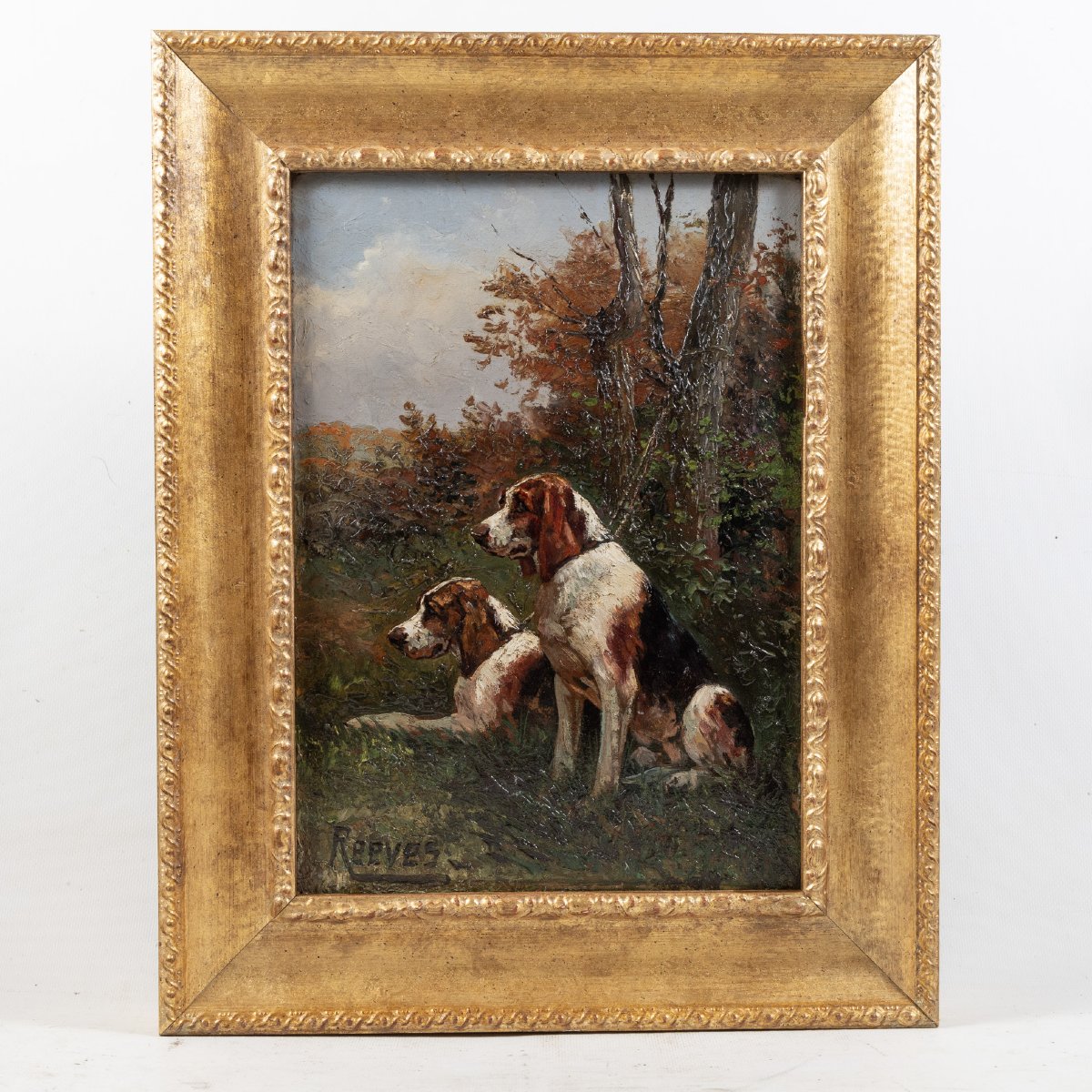 Walter Reeves (active Between 1882 And 1900) – Hunting Dogs, Original 19th-century Oil Painting, Pe-photo-2