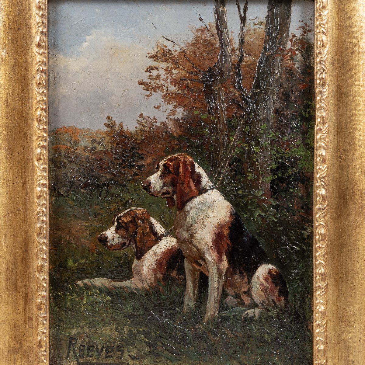 Walter Reeves (active Between 1882 And 1900) – Hunting Dogs, Original 19th-century Oil Painting, Pe-photo-3