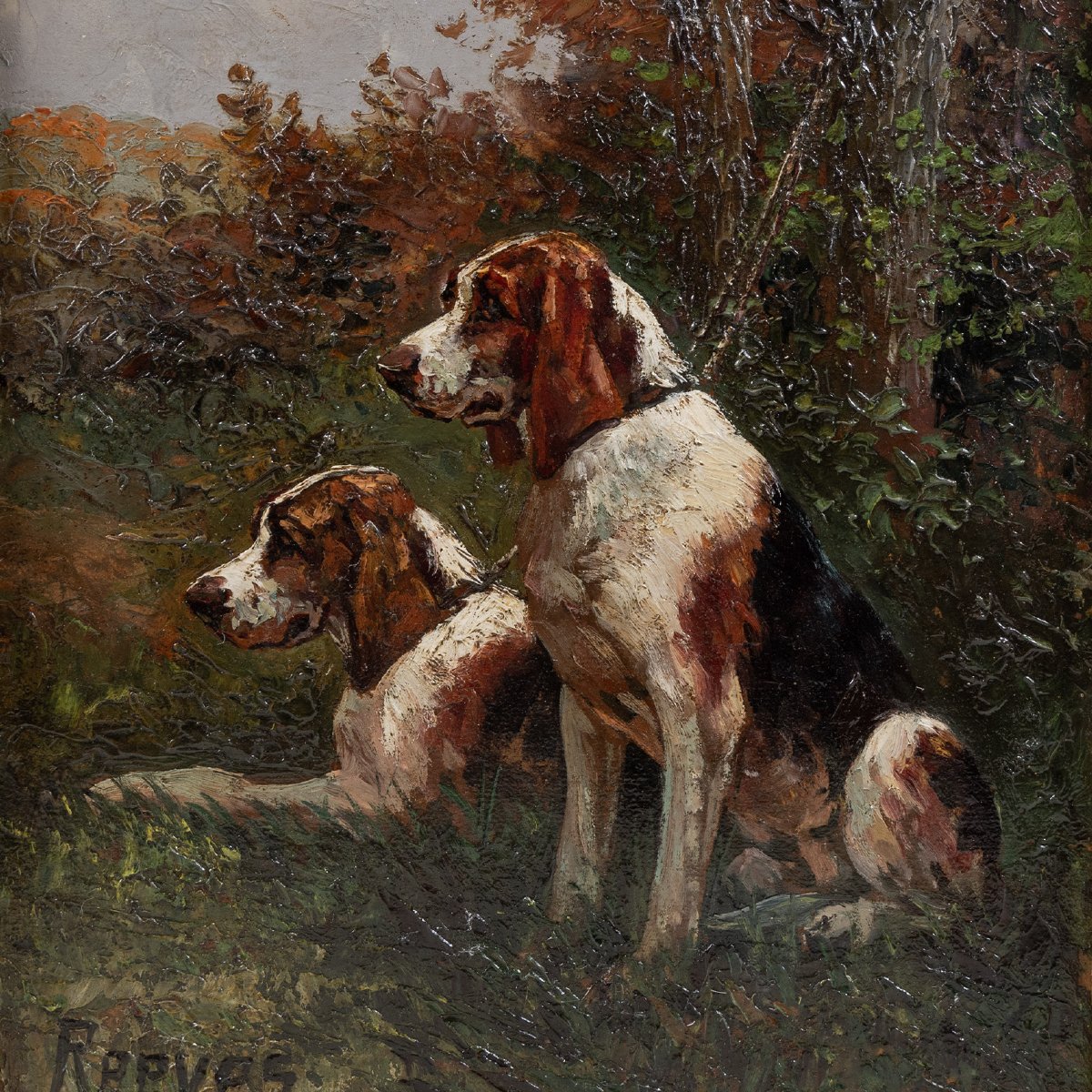 Walter Reeves (active Between 1882 And 1900) – Hunting Dogs, Original 19th-century Oil Painting, Pe-photo-4