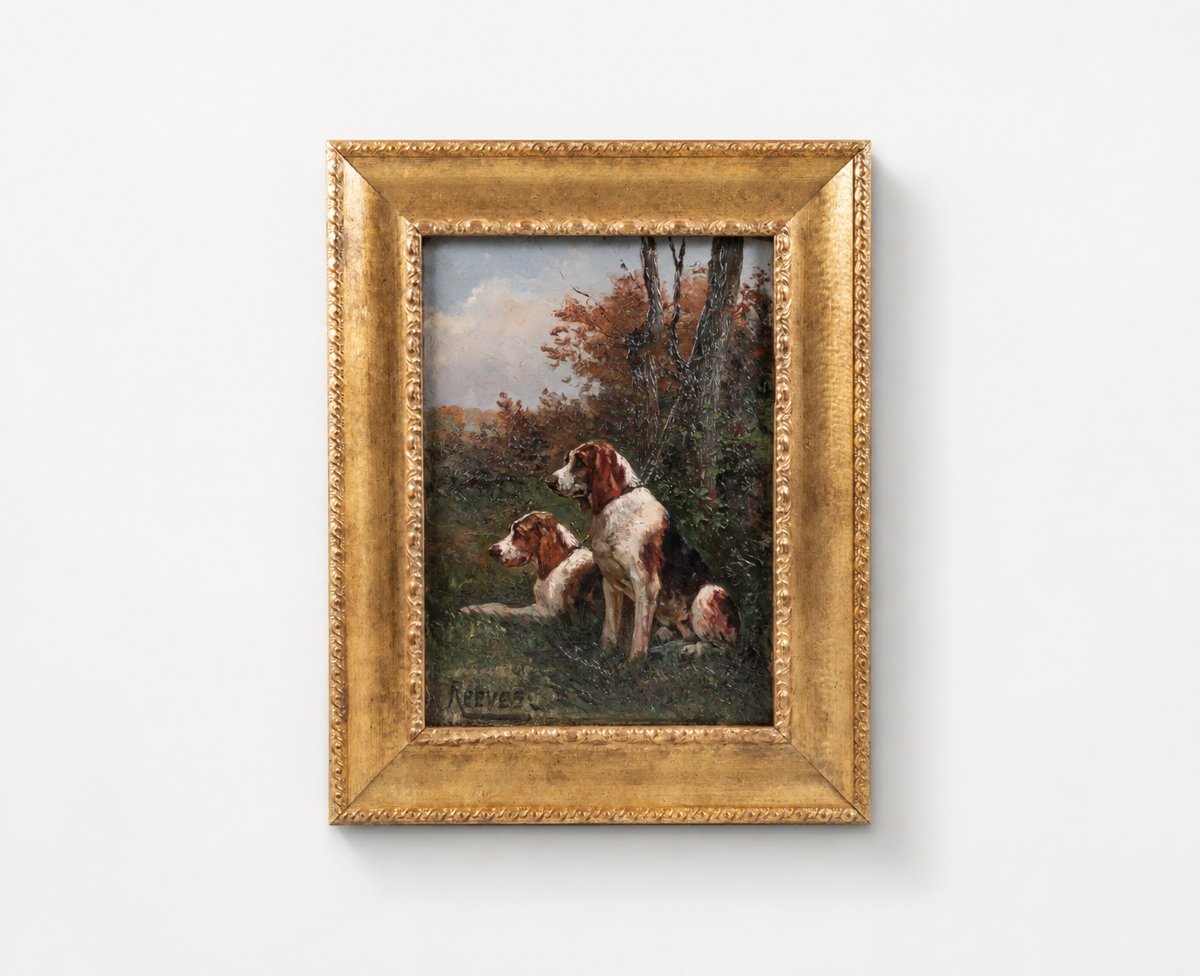 Walter Reeves (active Between 1882 And 1900) – Hunting Dogs, Original 19th-century Oil Painting, Pe