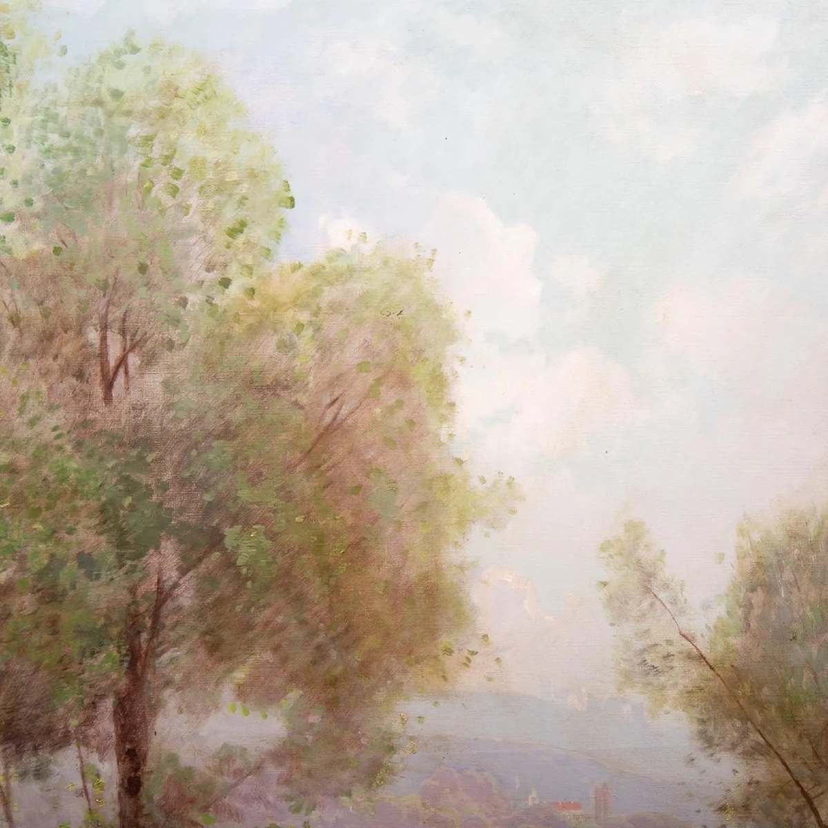 Joseph Million (1871-1931), paysanne et troupeau de vaches près d’un étang, huile sur toile-photo-4