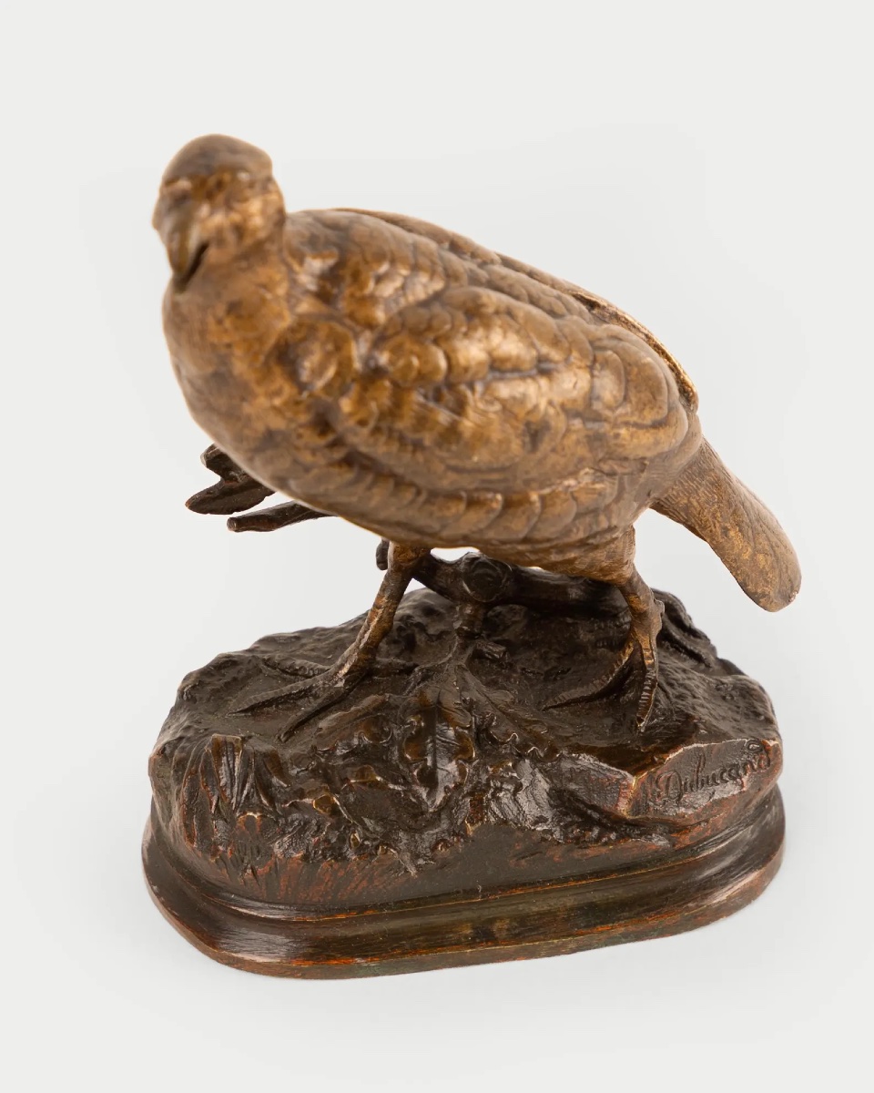 Alfred Dubucand (1828–1894), Bronze Partridge With A Brown And Gold Patina, Animal Sculpture -photo-4