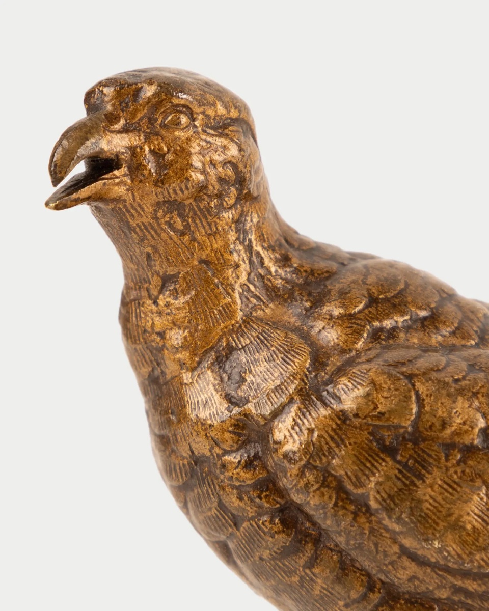 Alfred Dubucand (1828–1894), Bronze Partridge With A Brown And Gold Patina, Animal Sculpture -photo-1