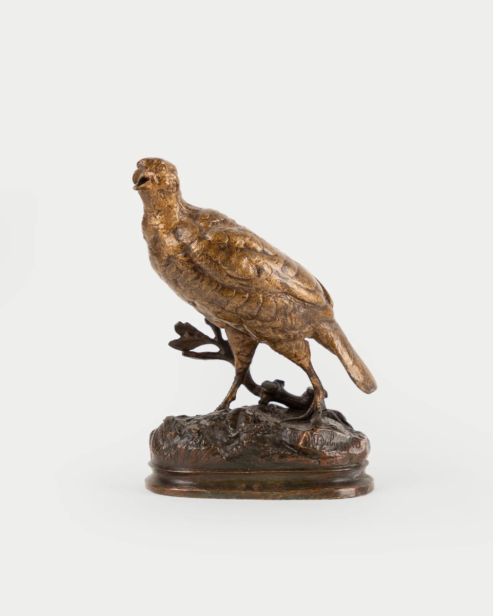Alfred Dubucand (1828–1894), Bronze Partridge With A Brown And Gold Patina, Animal Sculpture -photo-3