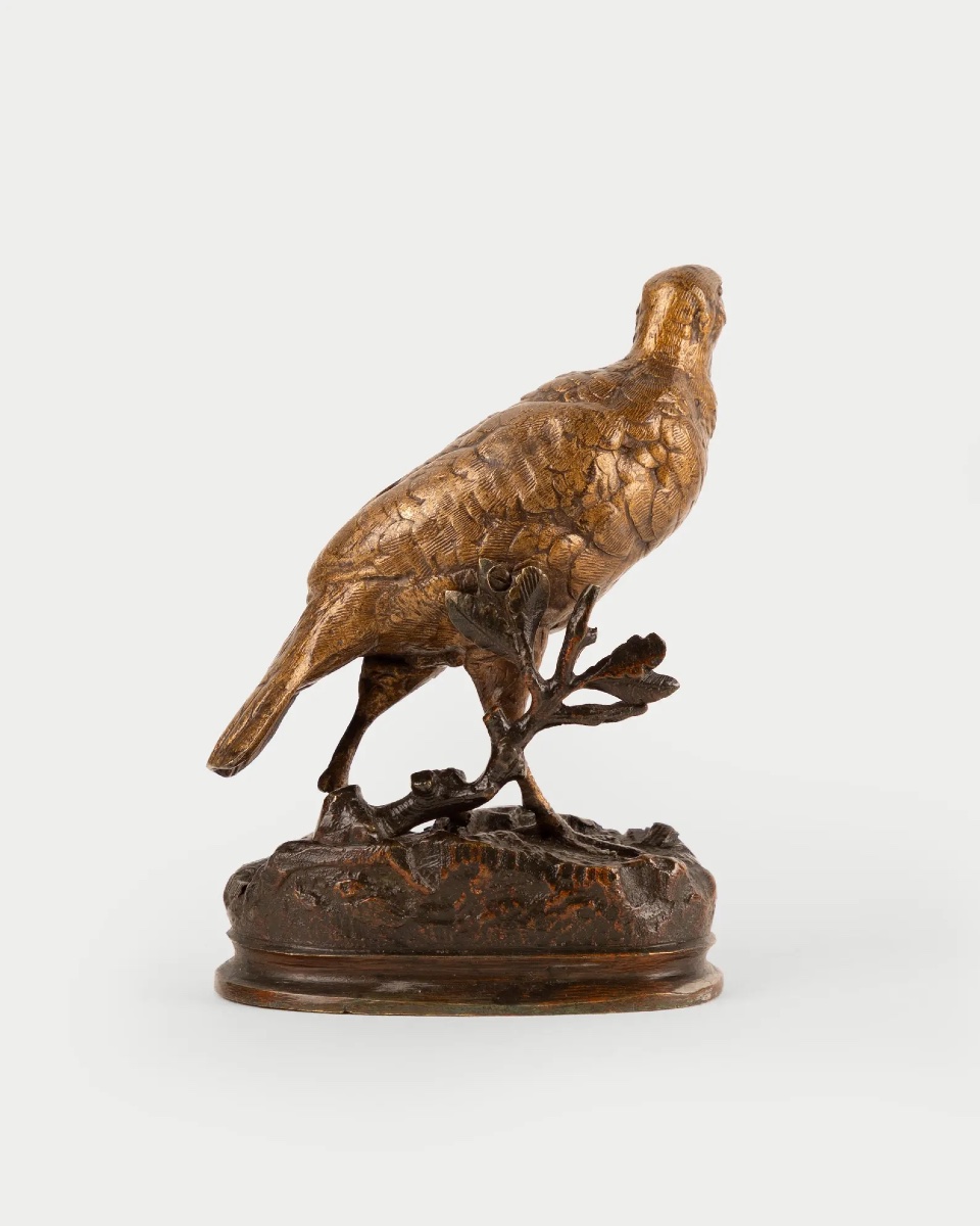 Alfred Dubucand (1828–1894), Bronze Partridge With A Brown And Gold Patina, Animal Sculpture -photo-4