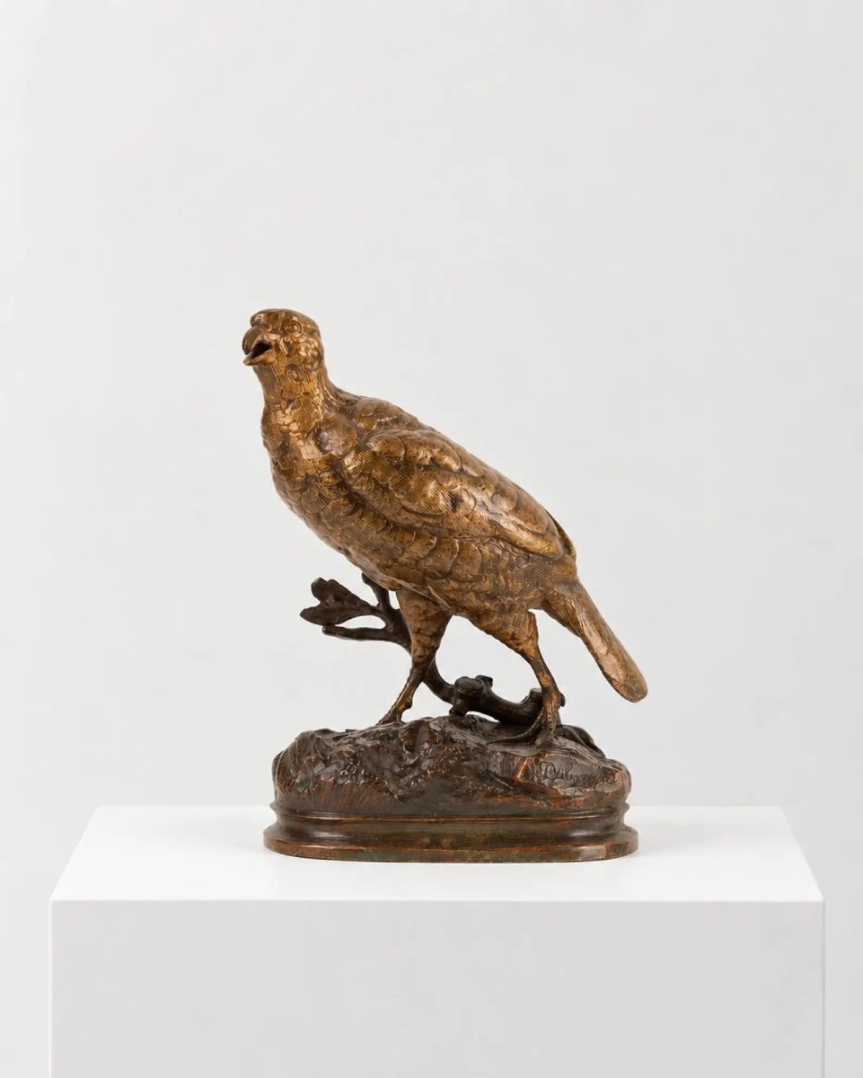 Alfred Dubucand (1828–1894), Bronze Partridge With A Brown And Gold Patina, Animal Sculpture 