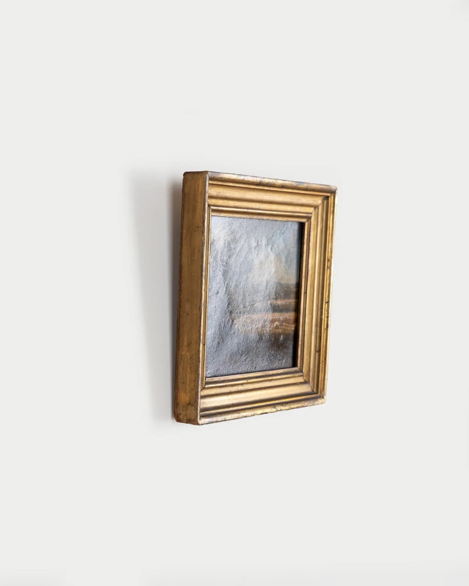 Small Rural Landscape Painting, Harvest Scene, Oil On Canvas, 19th Century, Wooden Frame-photo-3