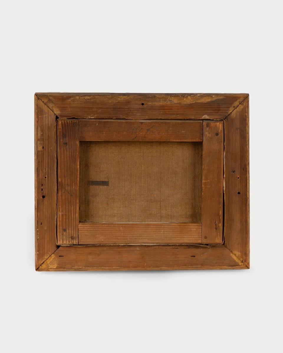 Small Rural Landscape Painting, Harvest Scene, Oil On Canvas, 19th Century, Wooden Frame-photo-6