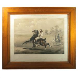 Lithograph Le Poney After Alfred De Dreux, Colored By Loeillot And Ciceri C1840