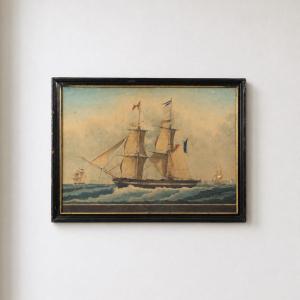 Portrait Of The Ship Emile-arie - Attributed To The Circle Of Roux (marseille)
