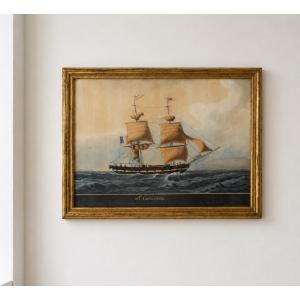 Portrait du navire "Le Concurrent" – Attribué à Joseph Honoré Maxime PELLEGRIN (1793-1869)