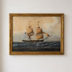 Portrait Of The Ship La Concurrent By Joseph Honore Maxime Pellegrin (1793-1869)