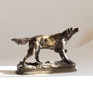 Bronze Sculpture By Jules Moigniez (1835–1894) – Hunting Spaniel, 19th Century