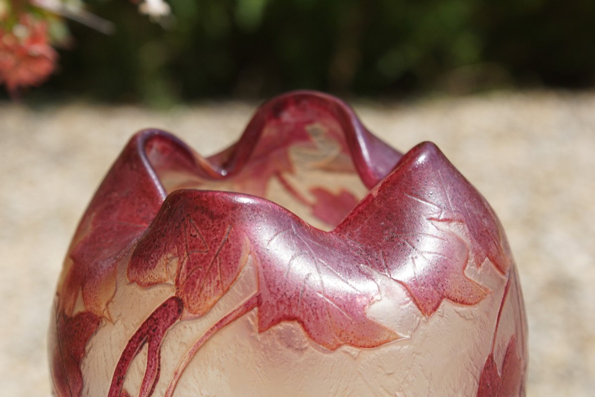 Vase Legras  Série Rubis à Décor De Lierre-photo-4