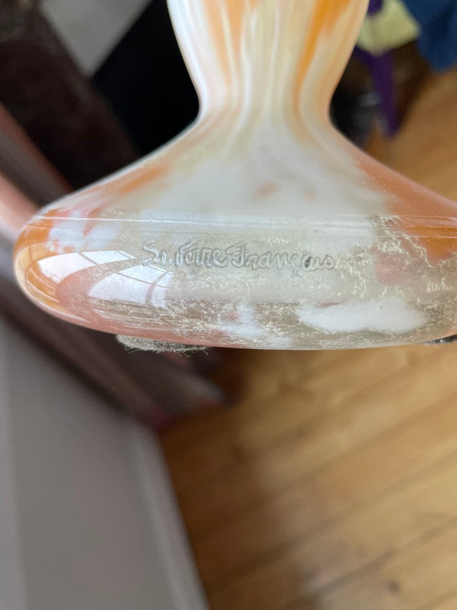 Vase "Charder-Le verre Français" Décor "Ancolies"-photo-2