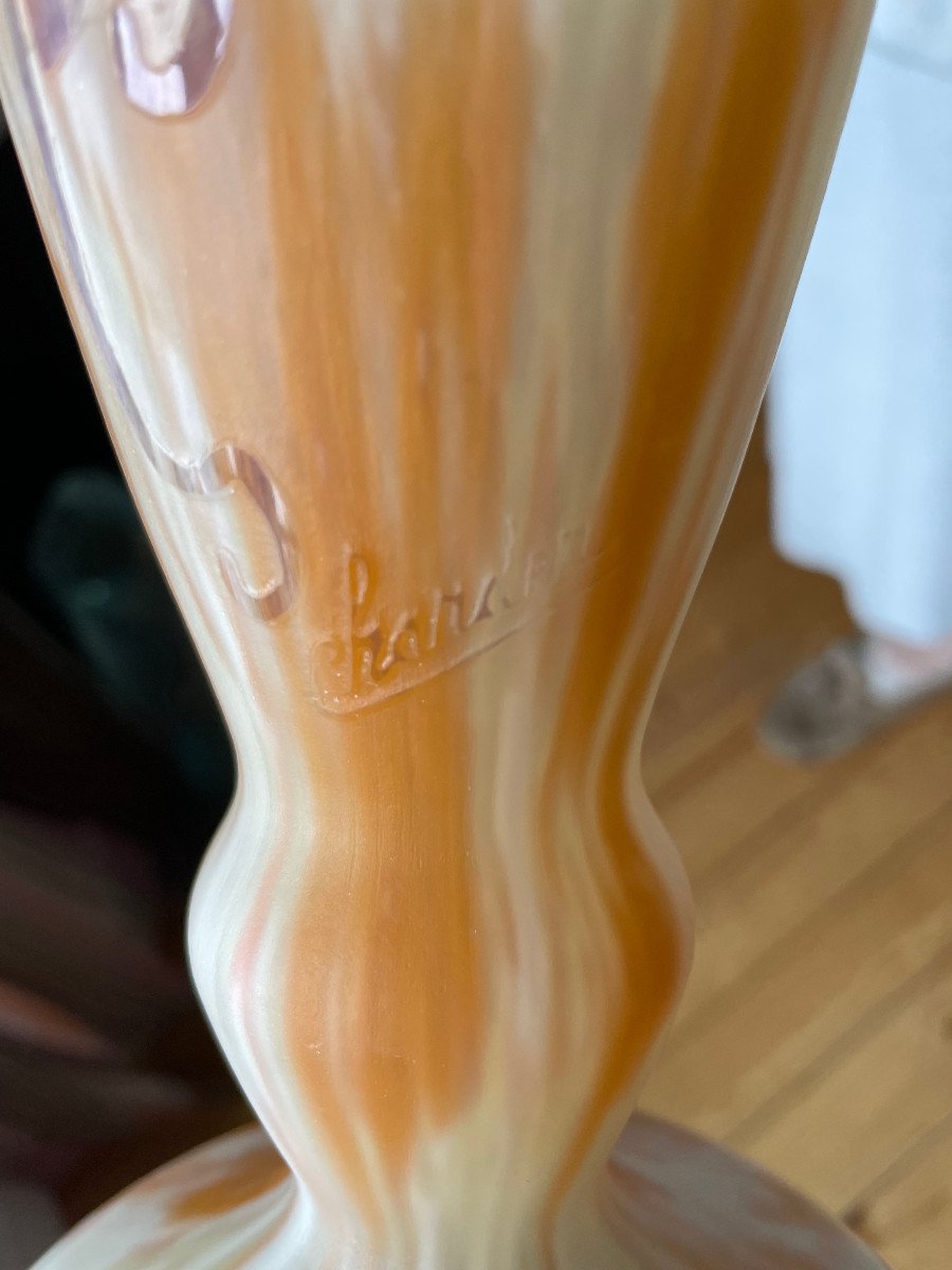 Vase "Charder-Le verre Français" Décor "Ancolies"-photo-3