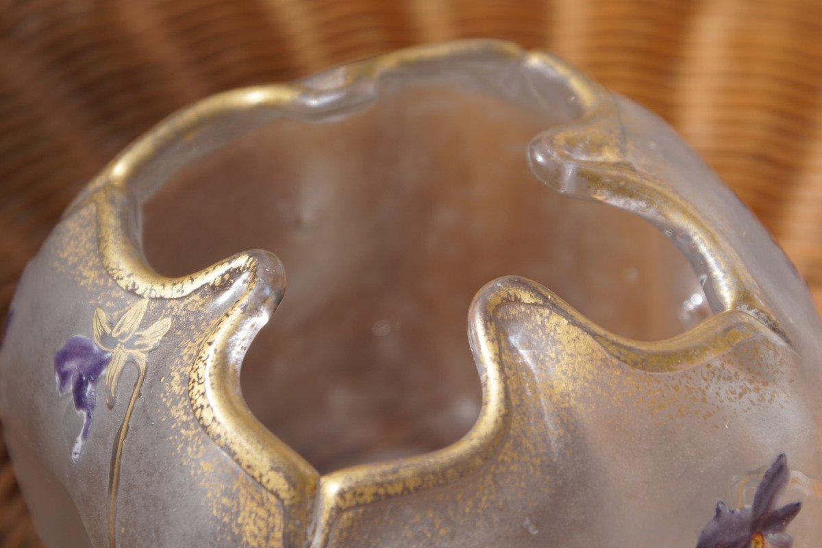 Vase Legras Et Montjoye à Décor De Violettes-photo-3