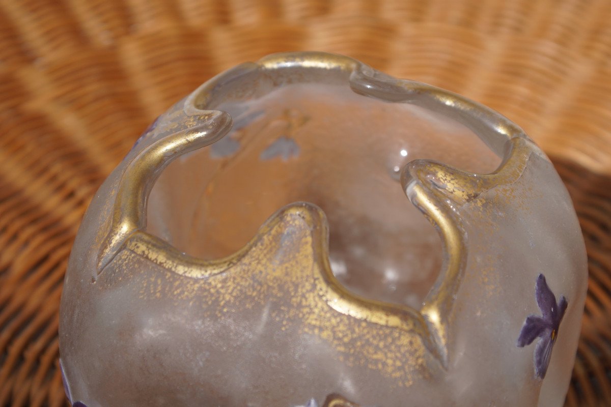 Vase Legras Et Montjoye à Décor De Violettes-photo-4
