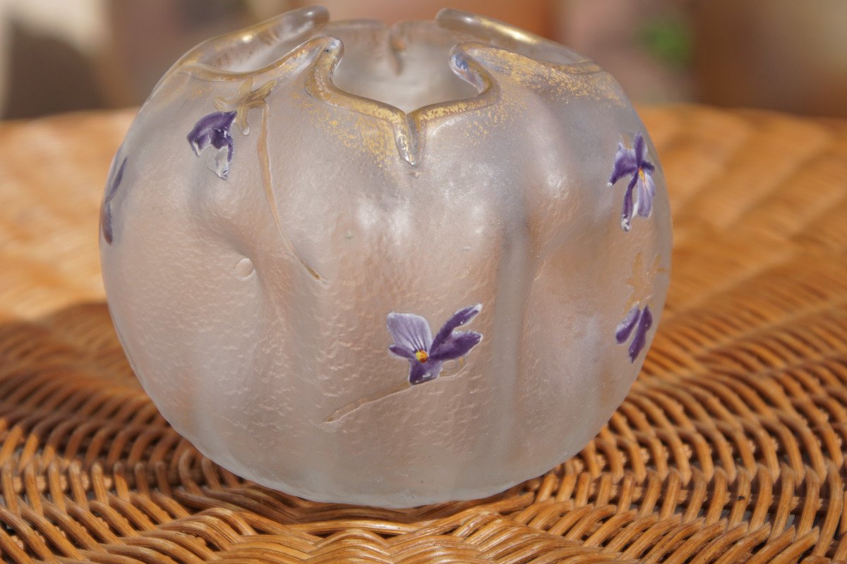 Vase Legras Et Montjoye à Décor De Violettes-photo-2