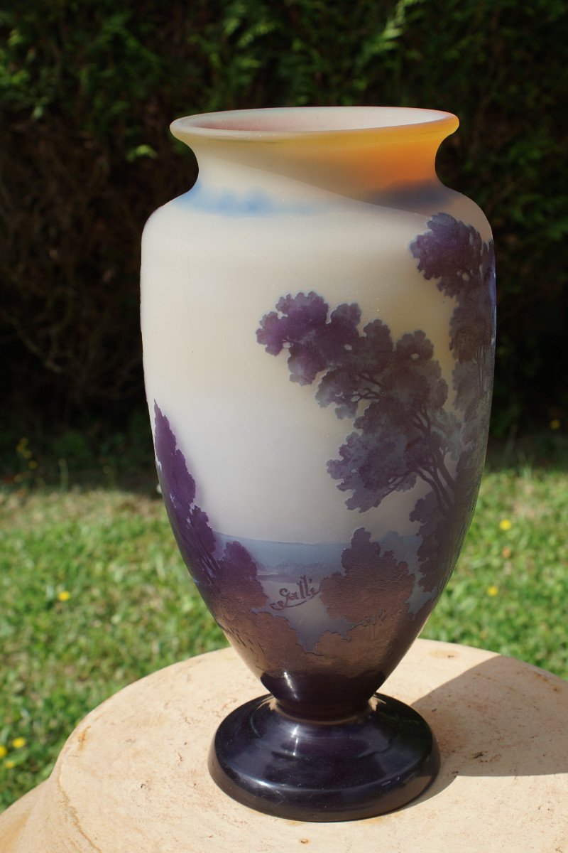 Gallé Vase With Lake Landscape Decor-photo-4