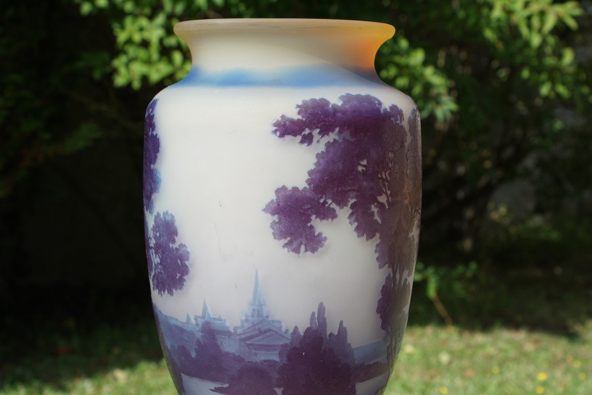 Gallé Vase With Lake Landscape Decor-photo-3