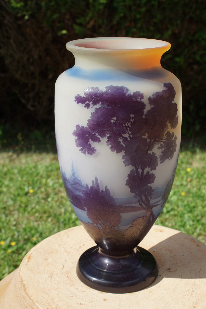 Gallé Vase With Lake Landscape Decor-photo-4