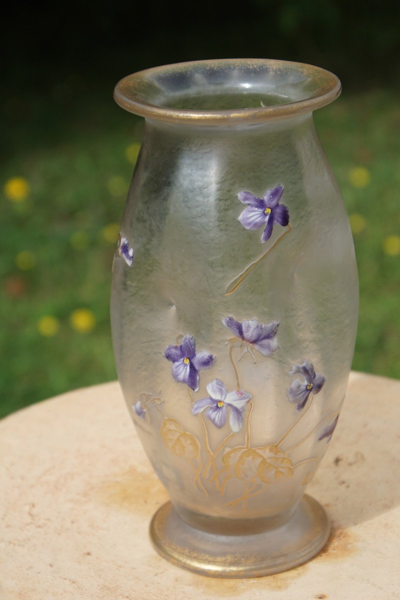 Legras And Montjoye Vase Decorated With Violets-photo-4