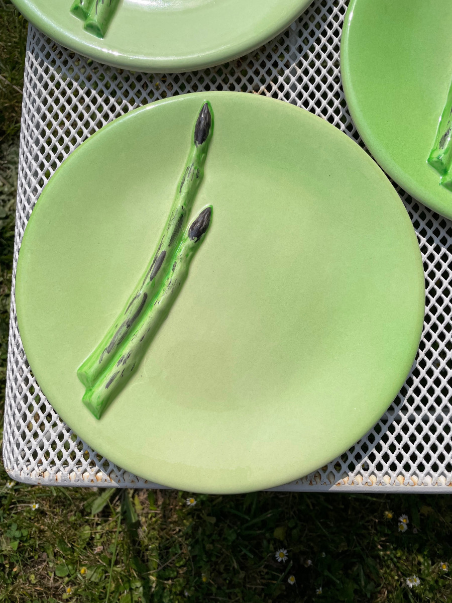 Série de 6 assiettes à asperges - Vallauris-photo-3