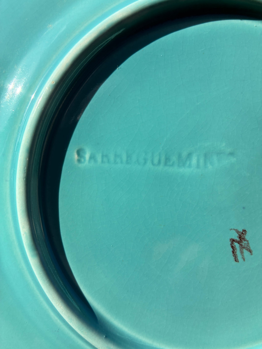 Set Of 6 Sarreguemines Barbotine Plates-photo-4