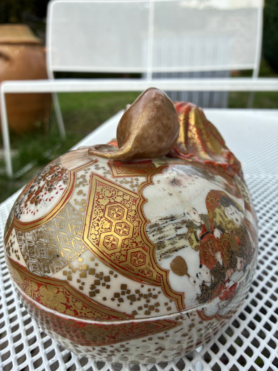 Rare boîte à rat/souris en céramique de SATSUMA, ère Meiiji (1868-1912)-photo-4